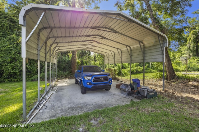 view of parking / parking lot with a detached carport