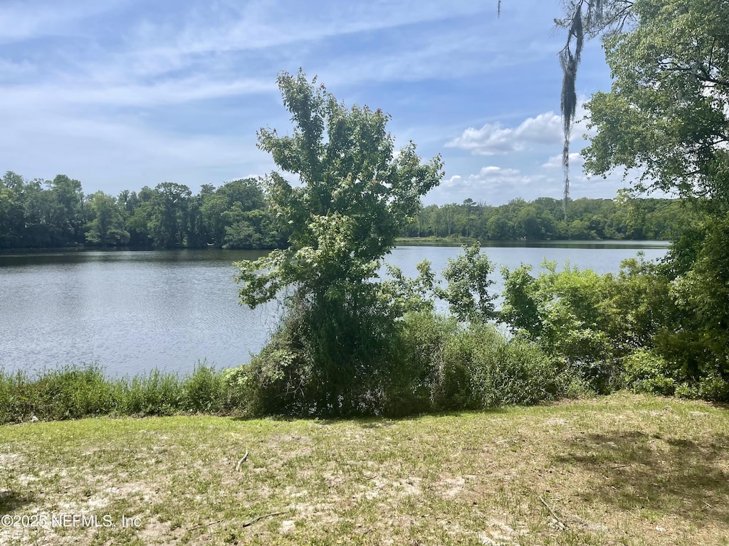 water view with a wooded view