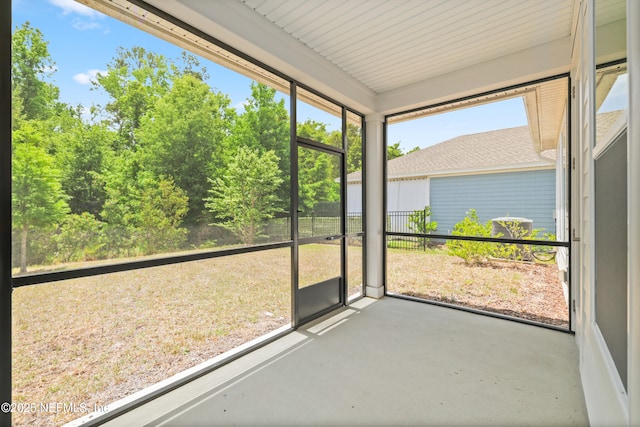 view of unfurnished sunroom