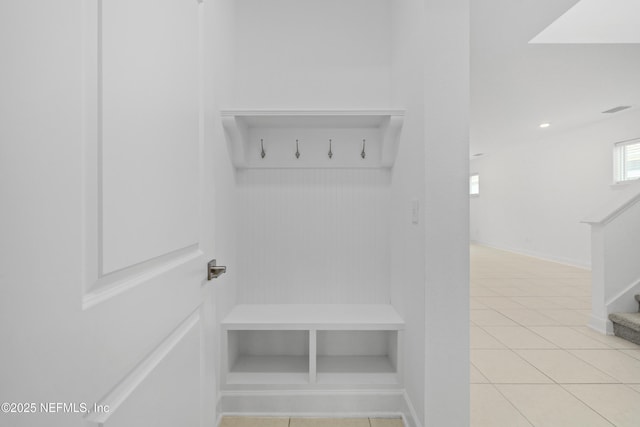 mudroom featuring tile patterned floors