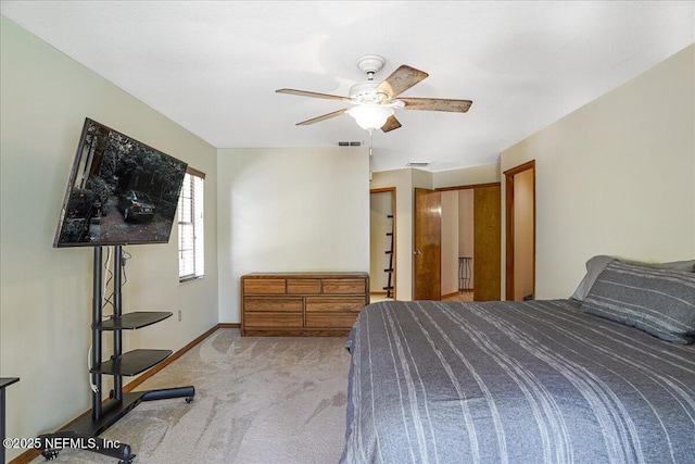5088 Merrifield Ct, Spring Hill, FL 34608 - bedroom with carpet floors, a ceiling fan, baseboards, and visible vents