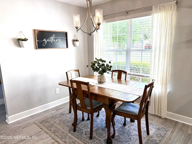 2599 Sandy Hollow Dr, Middleburg, FL 32068 - dining space featuring healthy amount of natural light, a chandelier, and wood finished floors