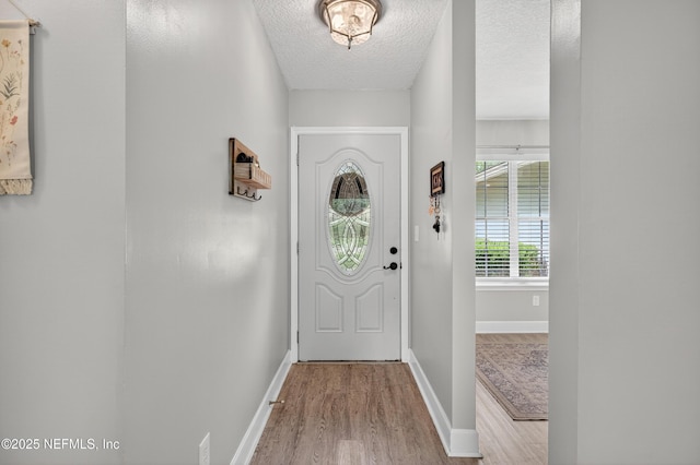 2599 Sandy Hollow Dr, Middleburg, FL 32068 - doorway to outside with wood finished floors and a textured ceiling