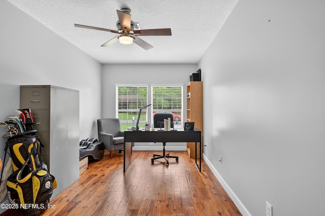 2599 Sandy Hollow Dr, Middleburg, FL 32068 - office featuring ceiling fan, hardwood / wood-style flooring, and a textured ceiling