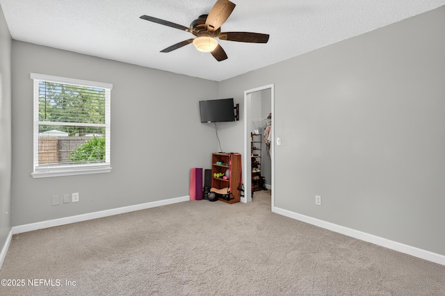 2599 Sandy Hollow Dr, Middleburg, FL 32068 - bedroom featuring a spacious closet, carpet, a textured ceiling, a ceiling fan, and a closet