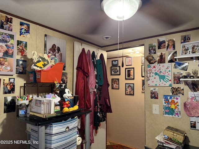 interior space with ornamental molding