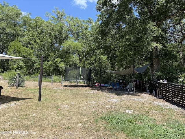view of yard with a trampoline