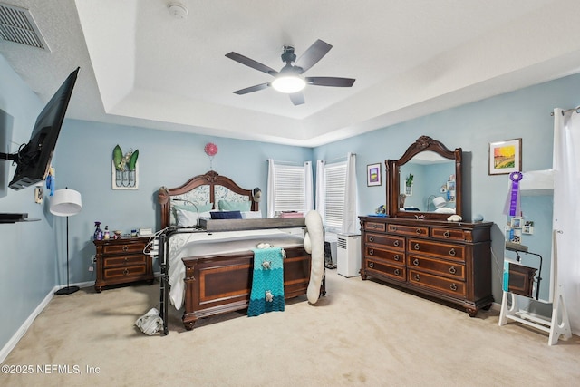 3367 Turkey Creek Dr, Green Cove Springs, FL 32043 - carpeted bedroom featuring a raised ceiling, ceiling fan, and baseboards