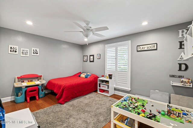 11136 River Creek Dr W, Jacksonville, FL 32223 - bedroom featuring wood finished floors, ceiling fan, recessed lighting, and baseboards
