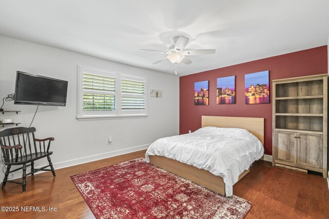 11136 River Creek Dr W, Jacksonville, FL 32223 - bedroom featuring wood finished floors, baseboards, and a ceiling fan