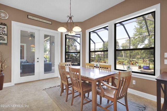 521 S Bridge Creek Dr, Saint Johns, FL 32259 - dining area with plenty of natural light, french doors, light tile patterned floors, and baseboards