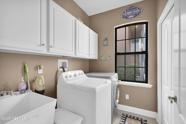 521 S Bridge Creek Dr, Saint Johns, FL 32259 - laundry area with cabinet space, independent washer and dryer, and baseboards