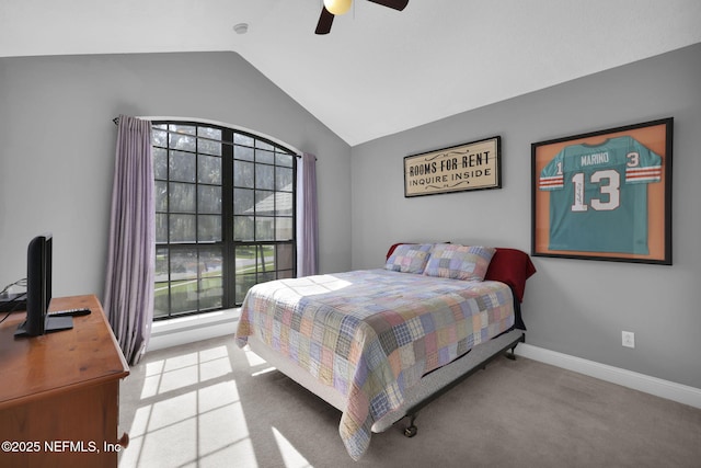 521 S Bridge Creek Dr, Saint Johns, FL 32259 - bedroom with lofted ceiling, carpet, a ceiling fan, and baseboards