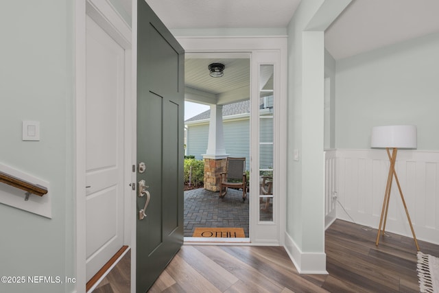 55 Rainbow Trout Ln, Ponte Vedra, FL 32081 - foyer with wood finished floors and a wainscoted wall