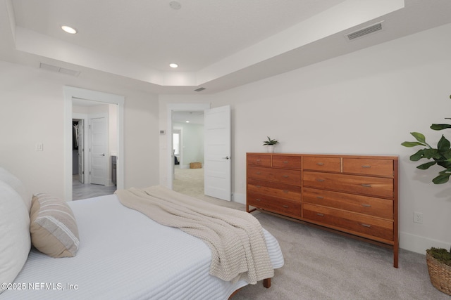 55 Rainbow Trout Ln, Ponte Vedra, FL 32081 - bedroom featuring recessed lighting, light carpet, a raised ceiling, and baseboards