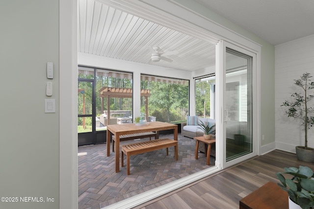 55 Rainbow Trout Ln, Ponte Vedra, FL 32081 - sunroom with ceiling fan and wood finished floors