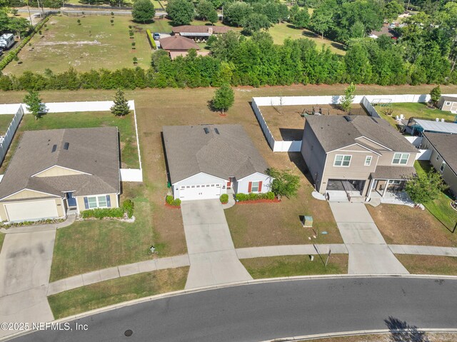 aerial view with a residential view