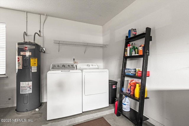 7372 Secret Woods Dr, Jacksonville, FL 32216 - washroom featuring separate washer and dryer, water heater, and a textured ceiling