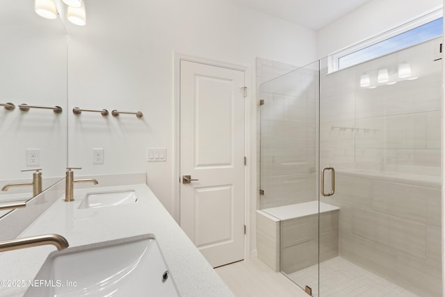 2416 Glade Ln, Green Cove Springs, FL 32043 - bathroom with a stall shower and double vanity