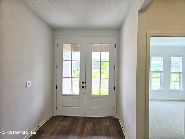 3267 Pipers Way, Green Cove Springs, FL 32043 - entryway featuring french doors, plenty of natural light, baseboards, a textured ceiling, and dark wood-style flooring