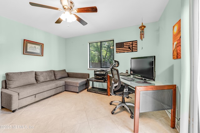 4030 Tyndel Creek Pl, Jacksonville, FL 32223 - tiled home office featuring ceiling fan