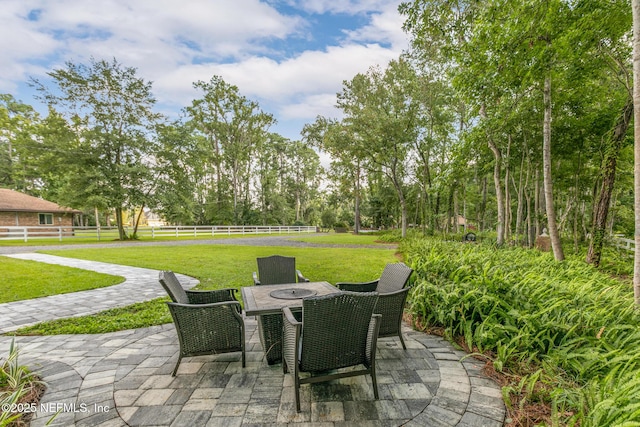 view of patio / terrace featuring fence