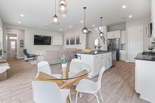 201 Bridgeton St, Saint Johns, FL 32259 - dining area featuring baseboards, wood finish floors, recessed lighting, and visible vents