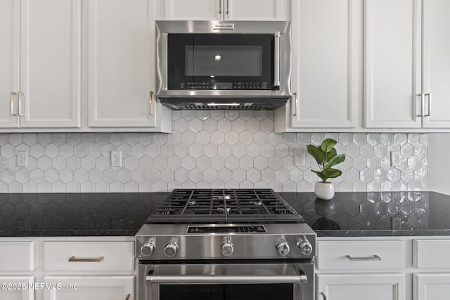 201 Bridgeton St, Saint Johns, FL 32259 - kitchen featuring decorative backsplash, white cabinets, and stainless steel appliances