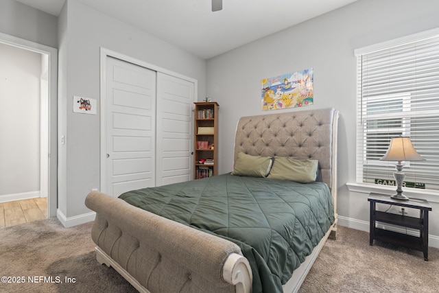 201 Bridgeton St, Saint Johns, FL 32259 - bedroom with carpet floors, baseboards, ceiling fan, and a closet