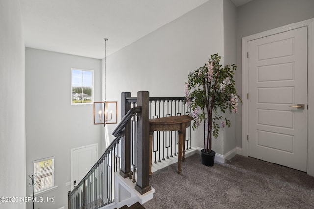 201 Bridgeton St, Saint Johns, FL 32259 - stairs featuring baseboards, carpet, and a notable chandelier