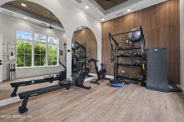 201 Bridgeton St, Saint Johns, FL 32259 - exercise room featuring recessed lighting, a high ceiling, and visible vents
