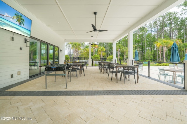 201 Bridgeton St, Saint Johns, FL 32259 - view of patio / terrace featuring outdoor dining area, ceiling fan, and fence