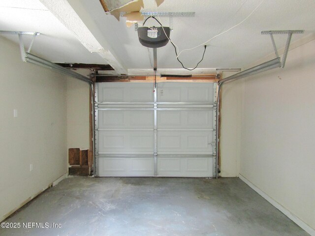 garage with a garage door opener