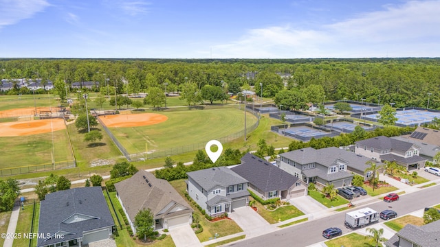 513 Sandstone Dr, Saint Augustine, FL 32086 - bird's eye view with a residential view and a wooded view