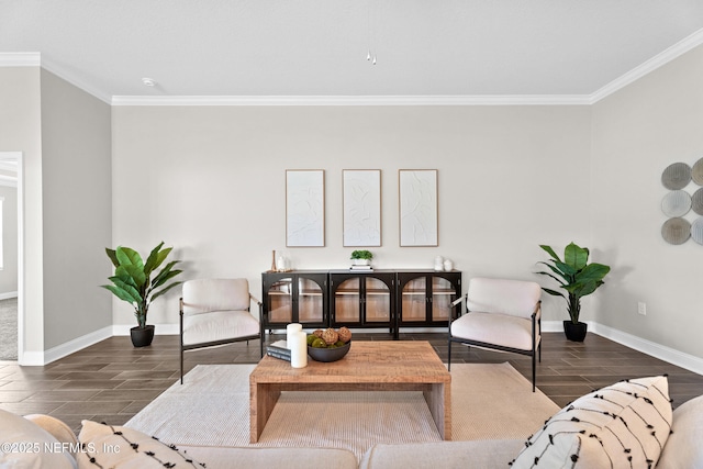 79 Dovetail Cir, Saint Augustine, FL 32095 - living room featuring baseboards, ornamental molding, and wood finished floors