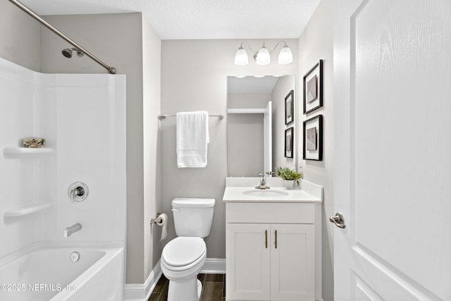 79 Dovetail Cir, Saint Augustine, FL 32095 - full bath with wood finished floors, vanity, baseboards, toilet, and tub / shower combination