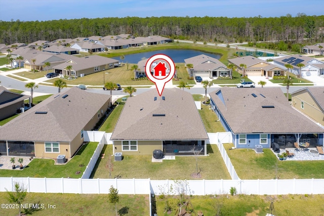 53 Dovetail Cir, Saint Augustine, FL 32095 - bird's eye view featuring a wooded view, a water view, and a residential view