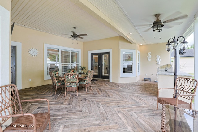 sunroom with french doors