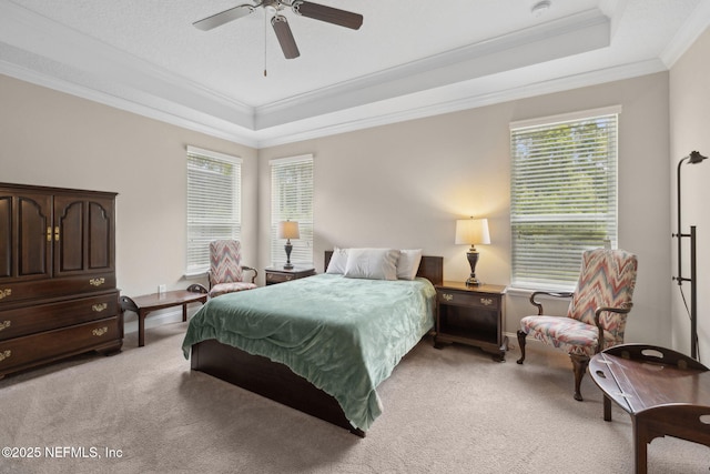 149 San Telmo Ct, Saint Augustine, FL 32095 - bedroom featuring a tray ceiling, ornamental molding, and light colored carpet