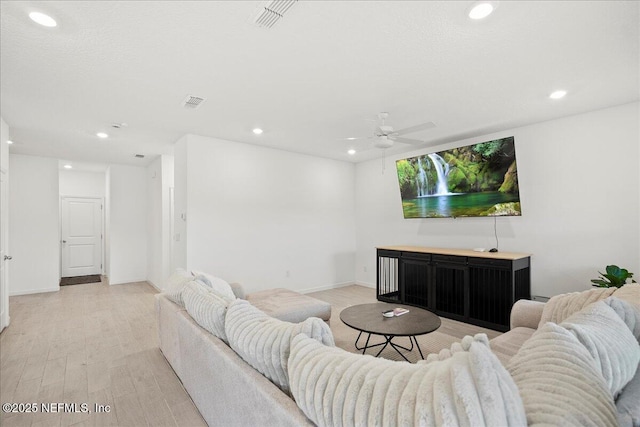 115 Beauclair Blvd, Saint Augustine, FL 32084 - living room with ceiling fan, recessed lighting, light wood-style flooring, and visible vents