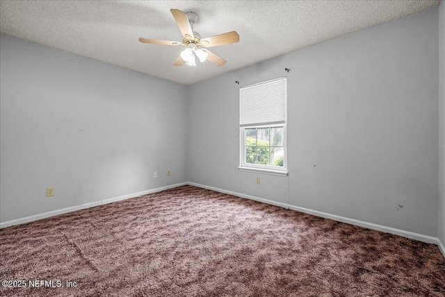 1800 Norway Dr, Fleming Island, FL 32003 - spare room featuring carpet flooring, a textured ceiling, a ceiling fan, and baseboards