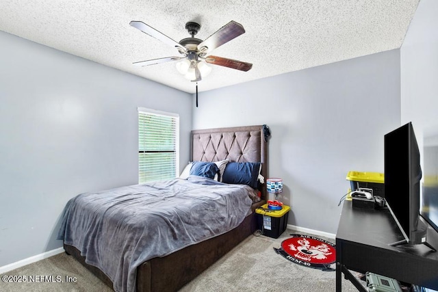 32238 Settlers Ridge Dr, Bryceville, FL 32009 - carpeted bedroom featuring baseboards, a textured ceiling, and a ceiling fan