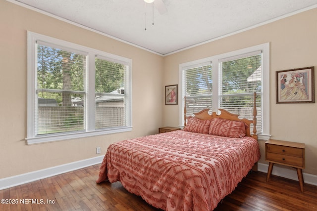 4534 College St, Jacksonville, FL 32205 - bedroom featuring ornamental molding, hardwood / wood-style floors, multiple windows, and baseboards
