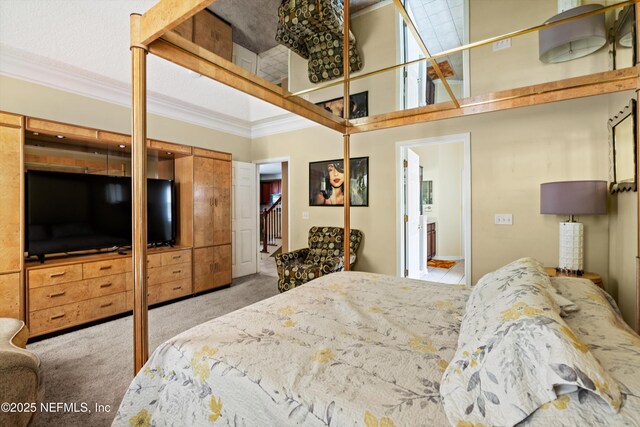 766 Candlebark Dr, Jacksonville, FL 32225 - carpeted bedroom featuring crown molding and a towering ceiling