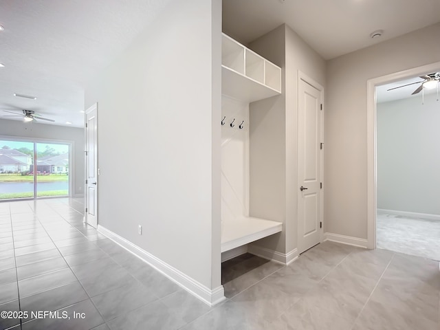 232 Caiden Dr, Ponte Vedra, FL 32081 - mudroom with baseboards, a ceiling fan, and light tile patterned floors