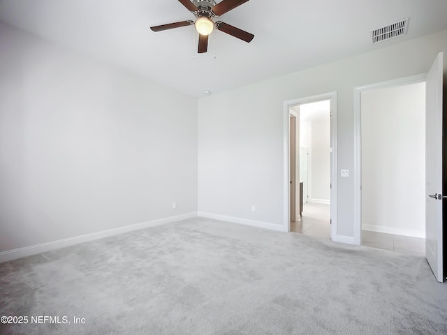 232 Caiden Dr, Ponte Vedra, FL 32081 - unfurnished bedroom with carpet floors, a ceiling fan, baseboards, and visible vents