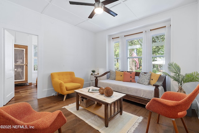 2720 Apache Ave, Jacksonville, FL 32210 - living room featuring a ceiling fan, baseboards, and wood finished floors