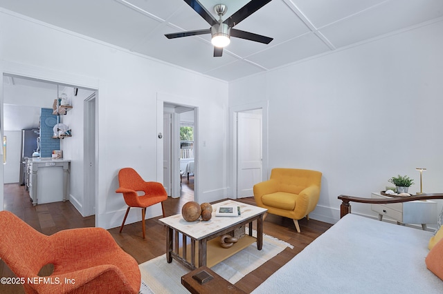 2720 Apache Ave, Jacksonville, FL 32210 - living room with a ceiling fan, baseboards, and wood finished floors