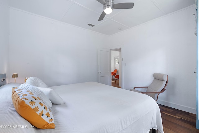 2720 Apache Ave, Jacksonville, FL 32210 - bedroom featuring baseboards, a ceiling fan, wood finished floors, and visible vents