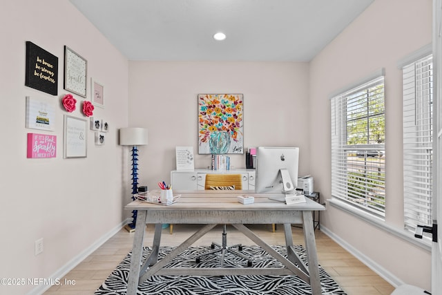 49 Golden Fern Dr, Saint Augustine, FL 32092 - office space with light wood-style flooring, baseboards, and recessed lighting